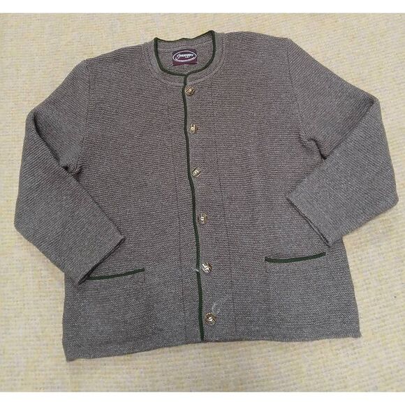 Grasegger womens large THICK FISHERMAN wool mocha brown sweater jacket - Picture 3 of 8